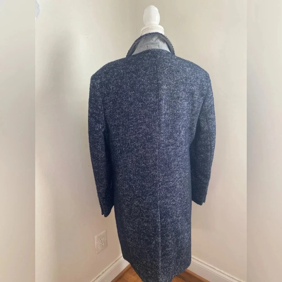 J Crew MensThompson Herringbone Wool Blend Overcoat Topcoat Blue Size 40 NWT - Picture 3 of 7